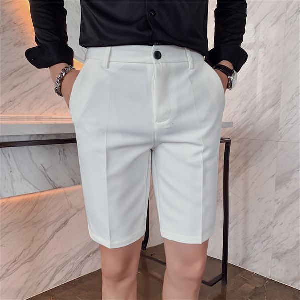

men's shorts 2023 summer slim fit fashion solid straight men clothing simple match casual business suit short homme streetwear s3xl 230, White;black