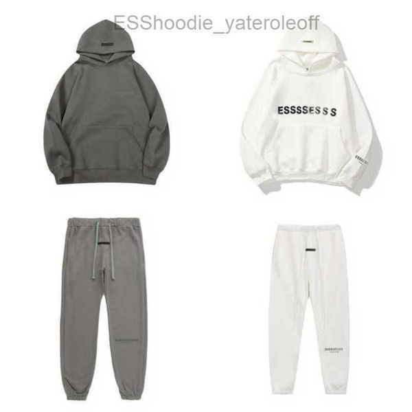 

luxury men's fashion sweatshirts esss ential tracksuits letter hoodies men women sportswear hooded pant coat sweater casual pullover h, Gray