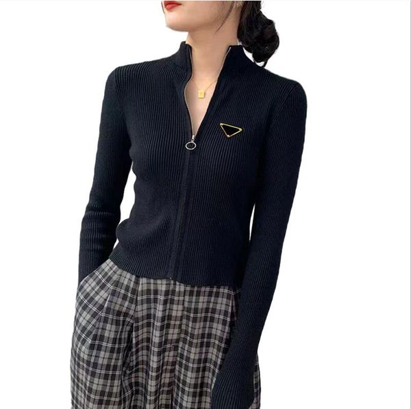 

designer women's t-shirt slim fit knit knits tees women cardigan sweater with zippers short style lady jumpers shirt design, White