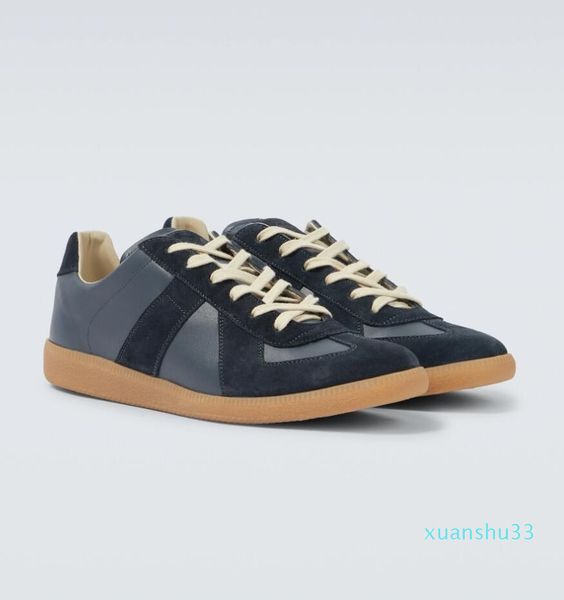 

design maisons men sneakers shoes suede leather trainers rubber sole sports runner stitching low-outdoor casual walking eu38-46 ny4e, Black