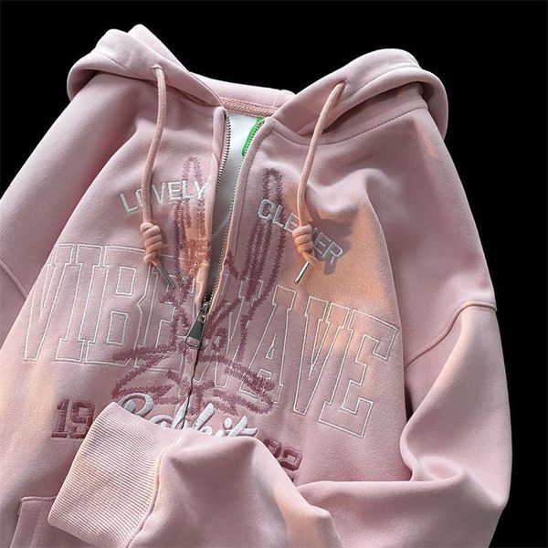 

women s hoodies sweatshirts autumn loose hoodie long sleeved female women american retro letter embroidery hooded sweater trend casual jacke, Black
