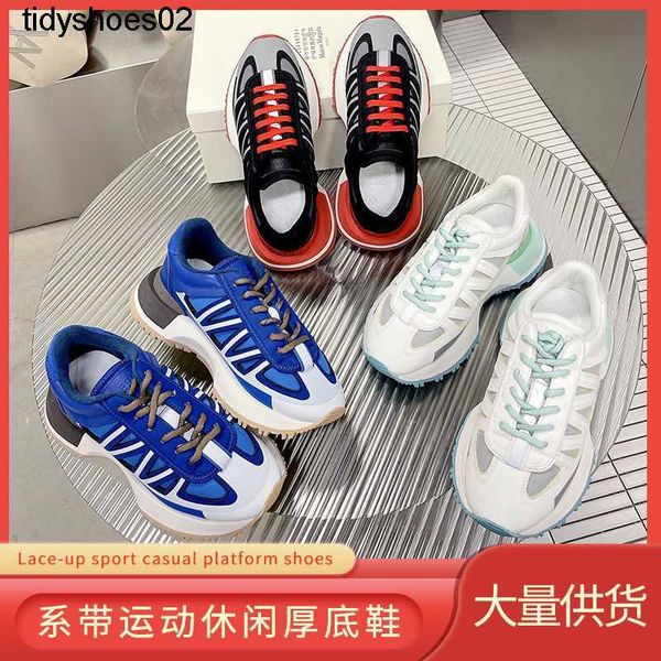 

new lace up magilla dad shoes moral training sports casual thick soled running lanvins men's and women's small white shoes in, Black