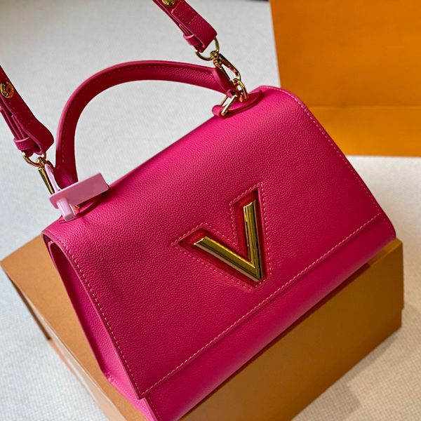 

luxury designer shoulder bag handbag fashion twist bags simple leather small square brand crossbody purse wallet popular metal chain messeng