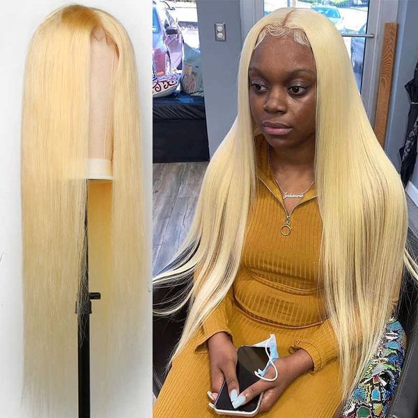 

lace wigs 8-34 inch full human hair 613 blonde remy brazilian straight pre plucked glueless baby 230106, Black;brown