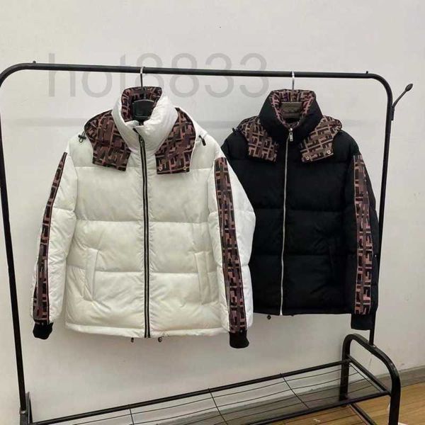 

men's down & parkas puls szie mens down jacket reversible parka coat designer hooded jackets men women windbreaker double f printed coa, Black