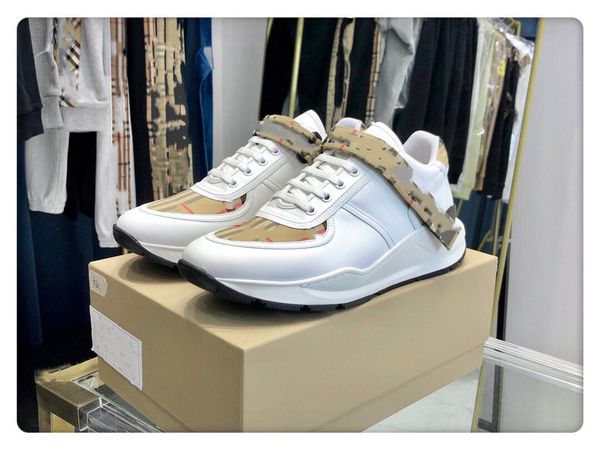 

shoes b01 designer version handmade custom 2021 babaojia thick bottom white brown plaid men's casual fashion sneakers, Black