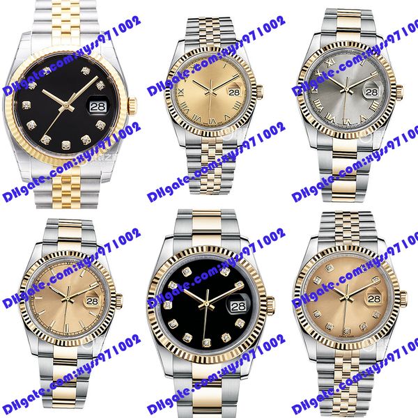

6 model gray men's watch 2813 automatic women's watch 116233 36mm black dial gold stainless steel strap sapphire glass wristwatch, Slivery;brown