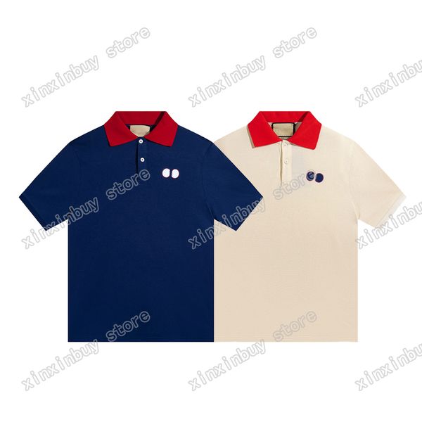 

xinxinbuy men designer tee t shirt 23ss paris embroidery chest letters short sleeve cotton women black blue apricot xs-2xl, Black;brown