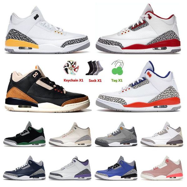 

arrival mens 2023 basketball shoes 3 3s iii cardinal red laser orange knicks rivals muslin medium grey patchwork sports trainers sneakers, Black