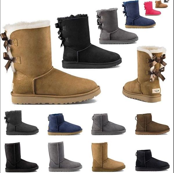 

women boots snow boots ankle bowtie short mini australia classic knee tall winter designer bailey bow black grey chestnut red uggitys