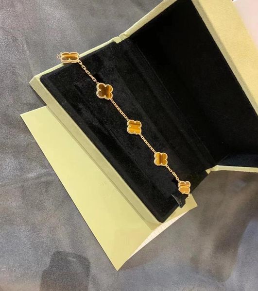 

2023 luxury brand van clover designer bracelet 18k gold love bangle charm 4 leaf clovers bracelets shining crystal diamond party j5799279, Golden;silver
