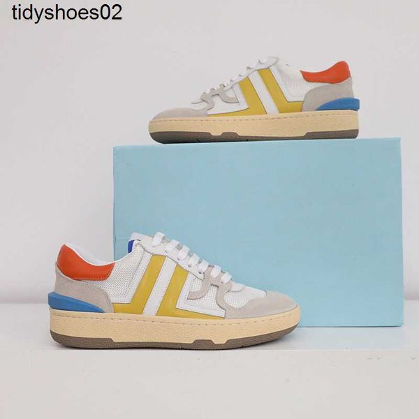 

2022 langfan new lanvins couple flat shoes genuine leather versatile round head sports small white shoes, Black