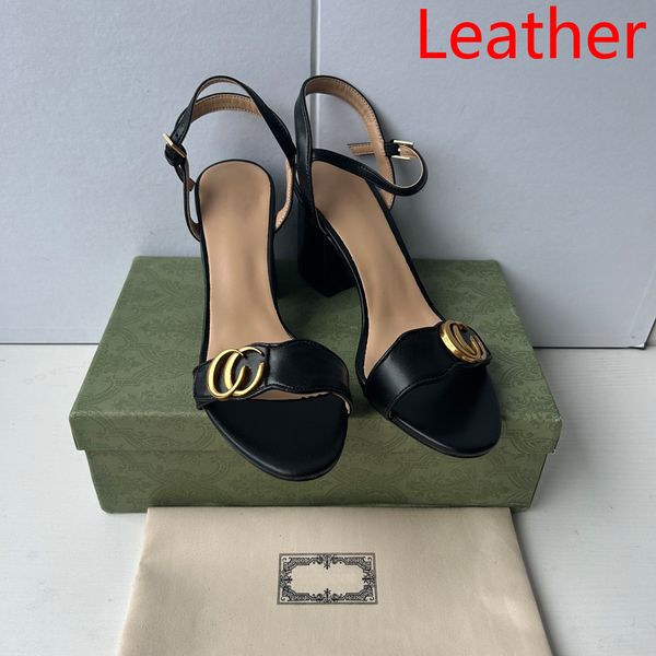 

heels with box women shoes designer sandals quality genuine leather sandals heel height 7cm and 5cm sandal flat shoe slides slippers by 1978, Black
