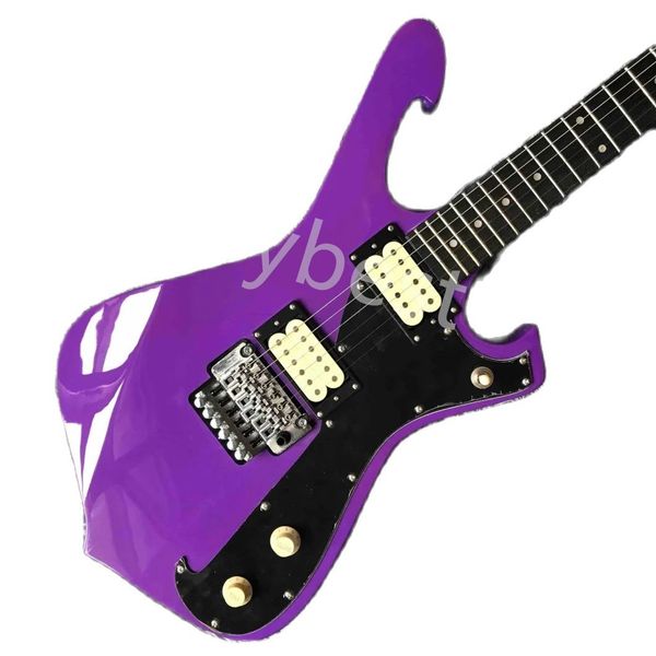 

custom irregular body shape iban style electric guitar in purple color