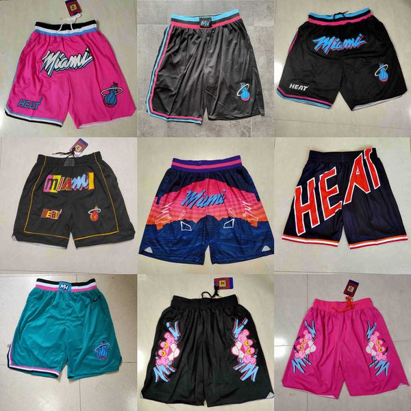 

basketball shorts miami''heat''men throwback pocket red white, Black