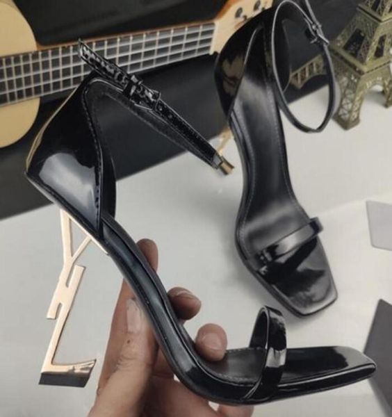 

new desinger sandals black dress shoes patent leather gold heels fashion strap high heel wedding shoes6300846