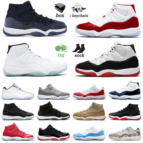 

cherry 11s basketball shoes j11 sneakers jumpman 11 midnight navy high white bred unc win like low legend blue cool grey varsity red 36-47 m