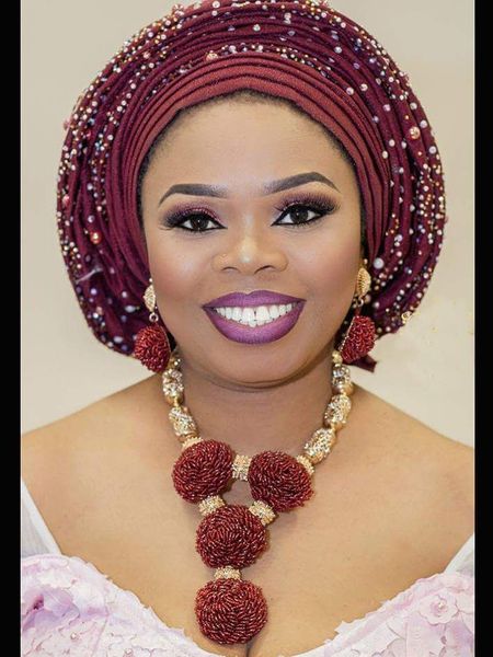 

earrings necklace fashion wine burgundy women african nigerian wedding jewelry sets seed bead pendant statement set bride we134 230107, Silver