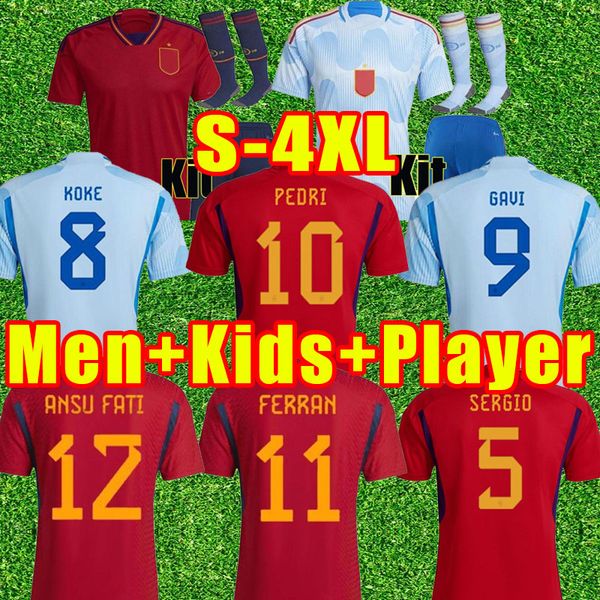 

3xl 4xl spain world soccer jerseys cup 2022 national man kids kit full set sock rodrigo canales ansu fati ramos saul koke asensio morata foo, Black;yellow