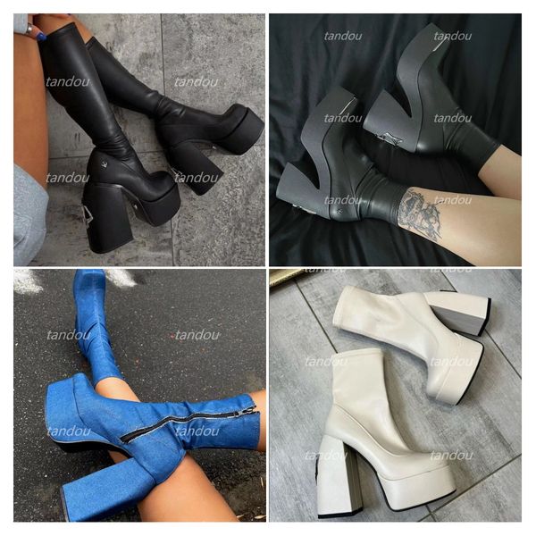 

naked wolfe spice black stretch boots designer sugar stretchs women leather knee boot circumference lining high heel platform booties size 3