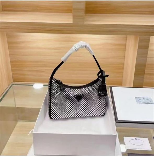 

designer bags women shoulder bag 2023 new crystal handbags summer fashion underarm purses luxury totes bling nylon quality classic shiny han