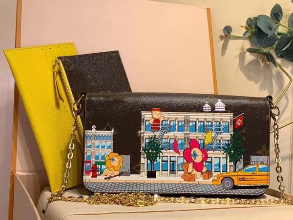 

wallets m81762 luxury women's bag three piece chain bag, Red;black