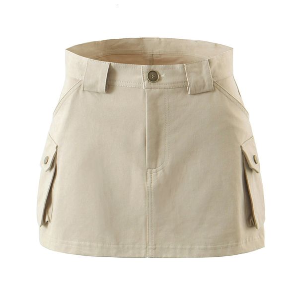 

skirts korean fashion cargo skirts for women vintage black mini womens summer cotton skirt khaki side pockets 230109