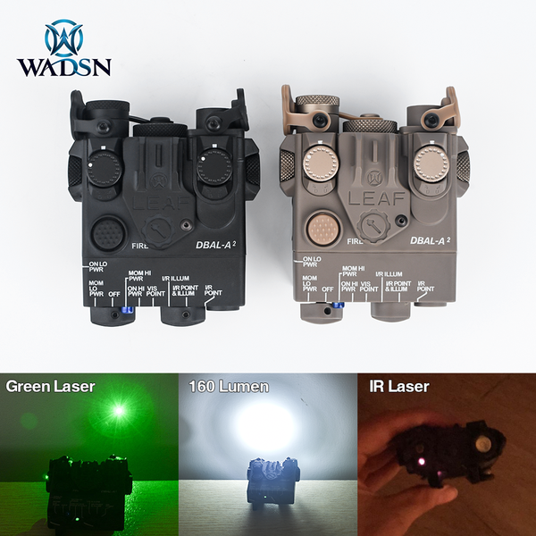 

WADSN DBAL-A2 Airsoft Mini PEQ Green Dot IR Aiming Laser with White PEQ15 dbal a2 Hunting Tatical Strobe Light, White light