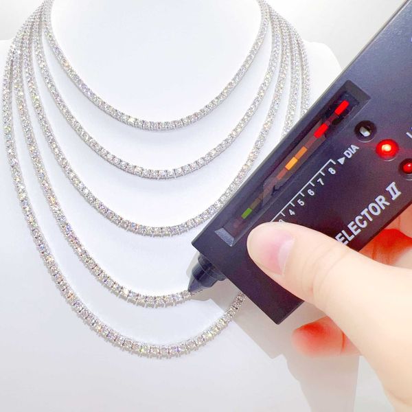 

3mm fine jewelry necklace gra certified s925 sterling silver vvs moissanite tennis chain