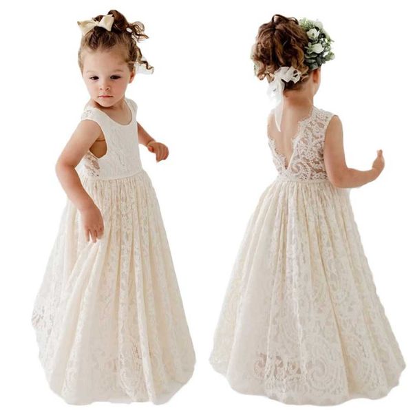 

girl's dresses new solid lace wedding flower girl cotton dress birthday party christmas piano performance dress sweet lovely dress t230, Red;yellow