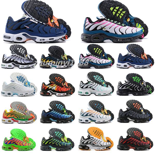 

2023 new running shoes breathable trainers sports sneakers triple white black laser blue volt glow tiger ghost green tn plus 3 mens women wo, White;red
