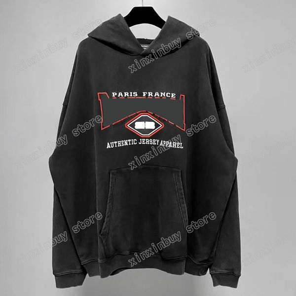 

xinxinbuy men designer hoodie sweatshirt paris red letters embroidery sleeve webbing women black white brown ma01 xs-2xl, Black;brown