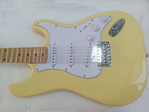 

custom electric guitar cream yellow maple fluted fingerboard design
