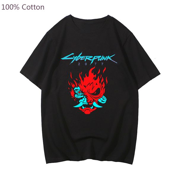 

men s t shirts black mens t shirt anime cyberpunk edgerunners cartoon print tshirt fashion hip hop tee shirts men summer harajuku shirt cott, White;black