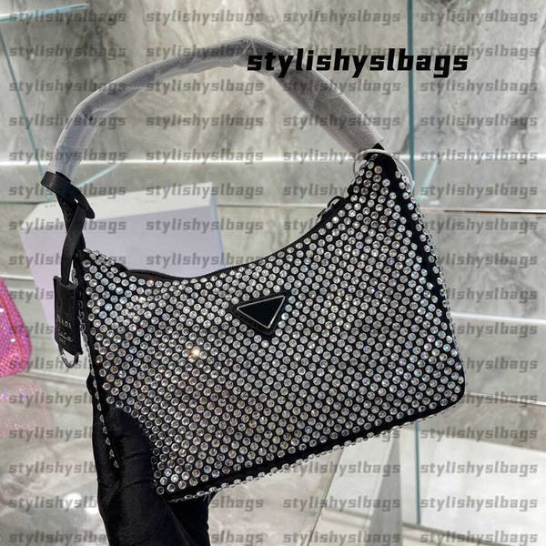 

shoulder bags women mini nylon bags underarm handbags hobo pink black white evening rhinestone bag 2005 designer shiny diamond shoulder 0109