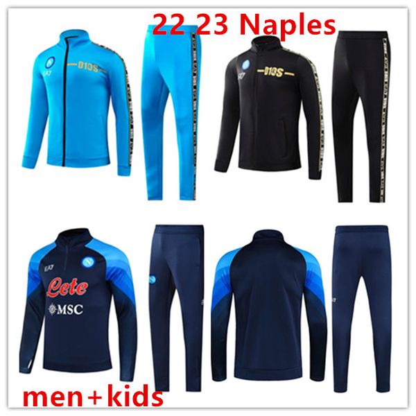 

22 23 full zipper ae7 d10s napoli tracksuit jacket soccer jersey zielinski 2022/23 half pull long sleeve ssc naples long zipper set veste su, Black