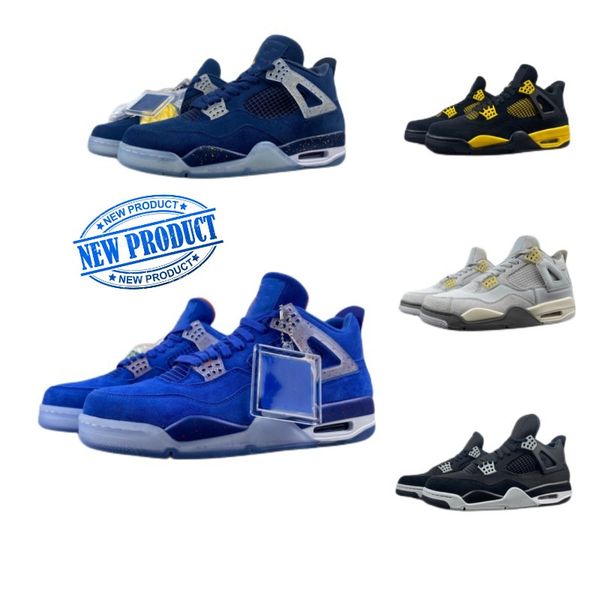 

4s men basketball shoes 4 sneakers blue yellow and black transparent sole