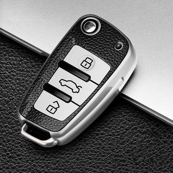 

leather tpu car remote key case cover protective shell for audi c6 r8 a1 a3 q3 a4 a5 q5 a6 s6 a7 b6 b7 b8 8p 8v 8l tt rs sline 0109