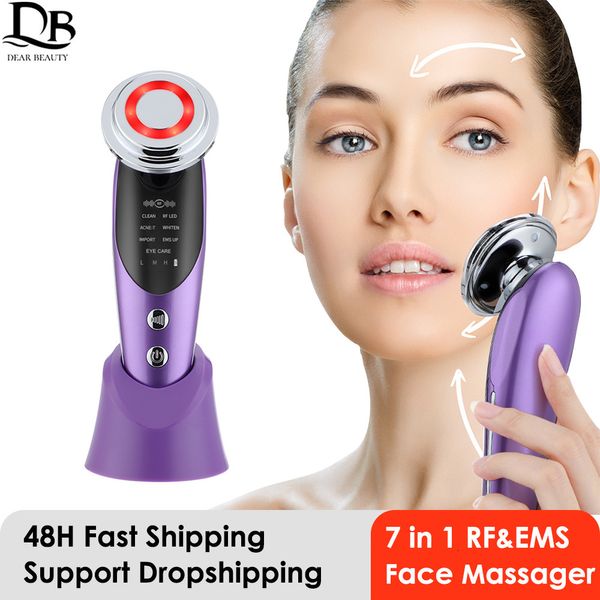 

body skin care 7 in 1 face lift devices ems rf microcurrent rejuvenation massager light therapy anti aging wrinkle beauty apparatus 230109