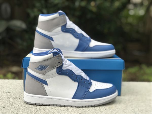 

2023 authentic 1 high og true blue athletic shoes men white cement grey lost and found grey muslin black mid university blue sports sneakers, White;red