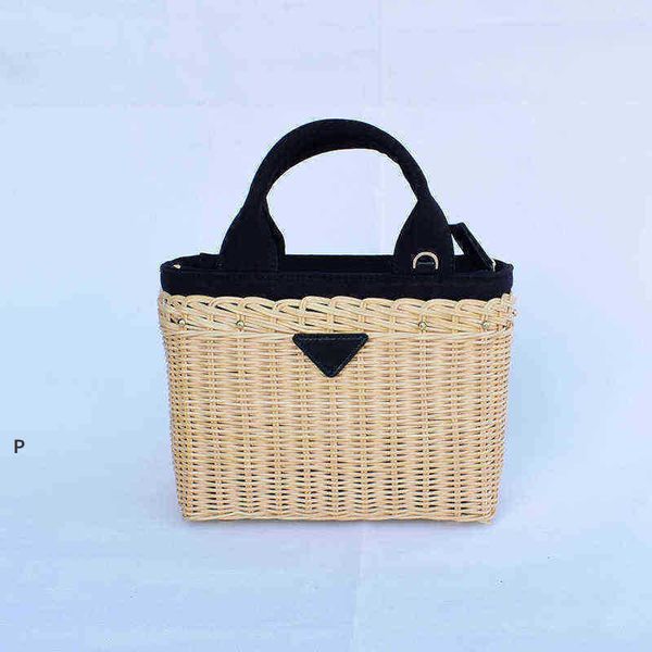 

pbag triangle shopping bag beach bags style rattan woven bag fashion hand women's seaside holiday shopping bag handbags 220301