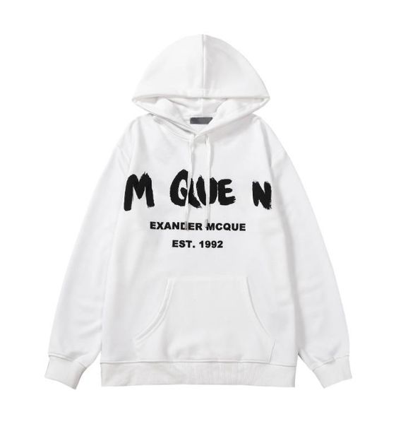 

new men's hoodies sweatshirts designer men hoodie pullover fashion women mcqueen streetwear loose lovers clothing woman letter pure cot, Black
