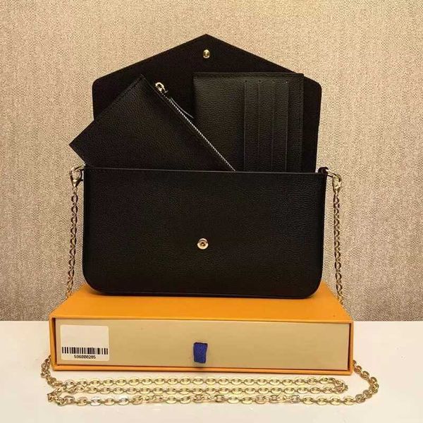 

designer bag 3pcs/set women classic luxury designer handbag pochette felicie bags genuine leather wallet clutch fashion