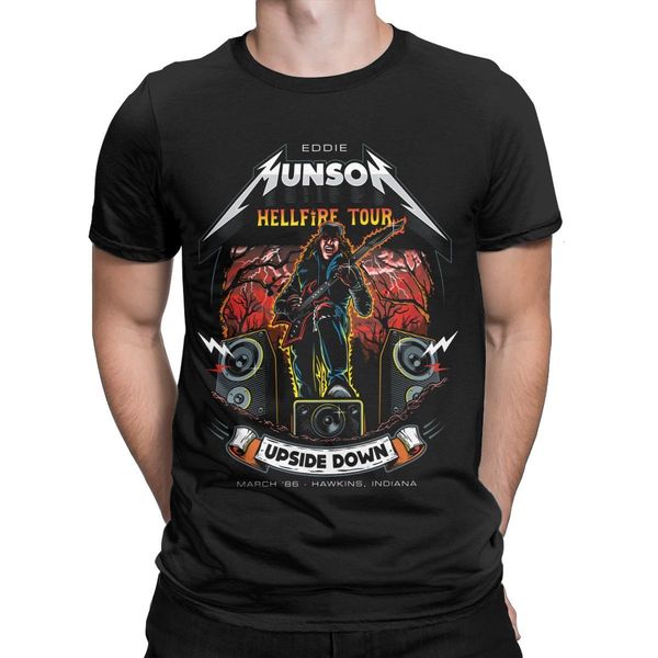 

men's tshirts most metal tour vintage music funny eddie munson guitarist stranger things t shirt for men short sleeve shirt graphic clo, White;black