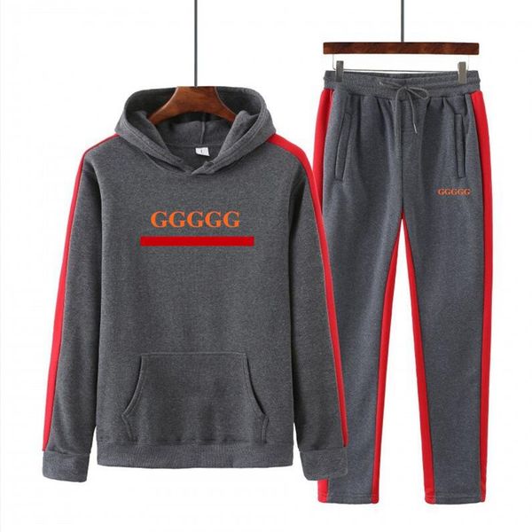 

fashion designer men's tracksuit 2 piece hoodies and pants womens sweat suits plus size 3xl training fitness jogger sets sportswear men, Gray