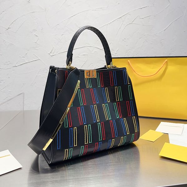 

shoulder bag tote bags women designers handbags purse embroidery coloured fashion letters removable leather wide strap rotary lock