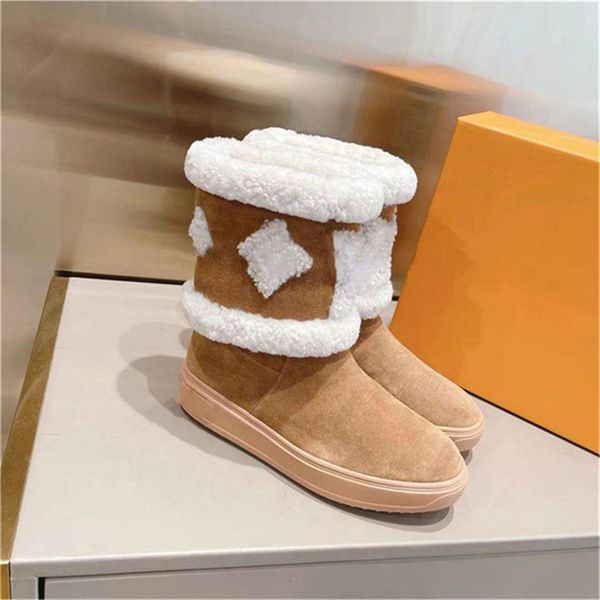 

women designer snowdrop flat ankle boots wool lining rubber outsole casual suede street style plain leather martin winter booties sneakers w, Black