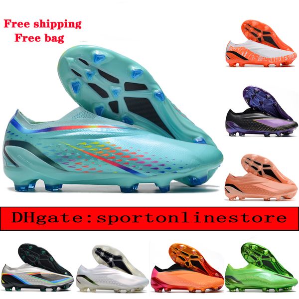 

send with bag mens football boots x speedportal fg soccer cleats plating sole knit shoes botas de futbol breathable outdoor 2022 world cup m, Black
