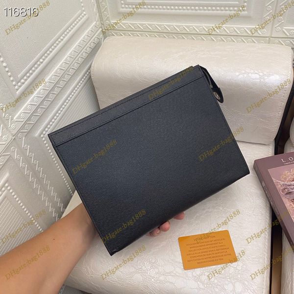 

luxury men's handbag designer classic bag dameier ebene cross grain cowhide black envelope bag large capacity clip bags distribution bo, Black;red