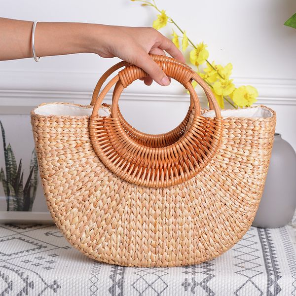 

evening bags yoreai beach bag women summer elegant woven straw female bohemia knitted large tote handbag vacation casual 230109